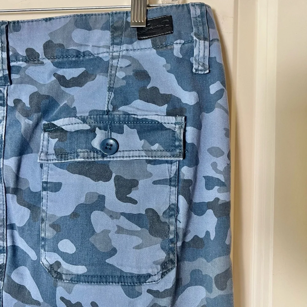 7 For All Mankind Blue Camo Cargo Mini Skirt Sz 12 Y2K Streetwear Utility Gorp